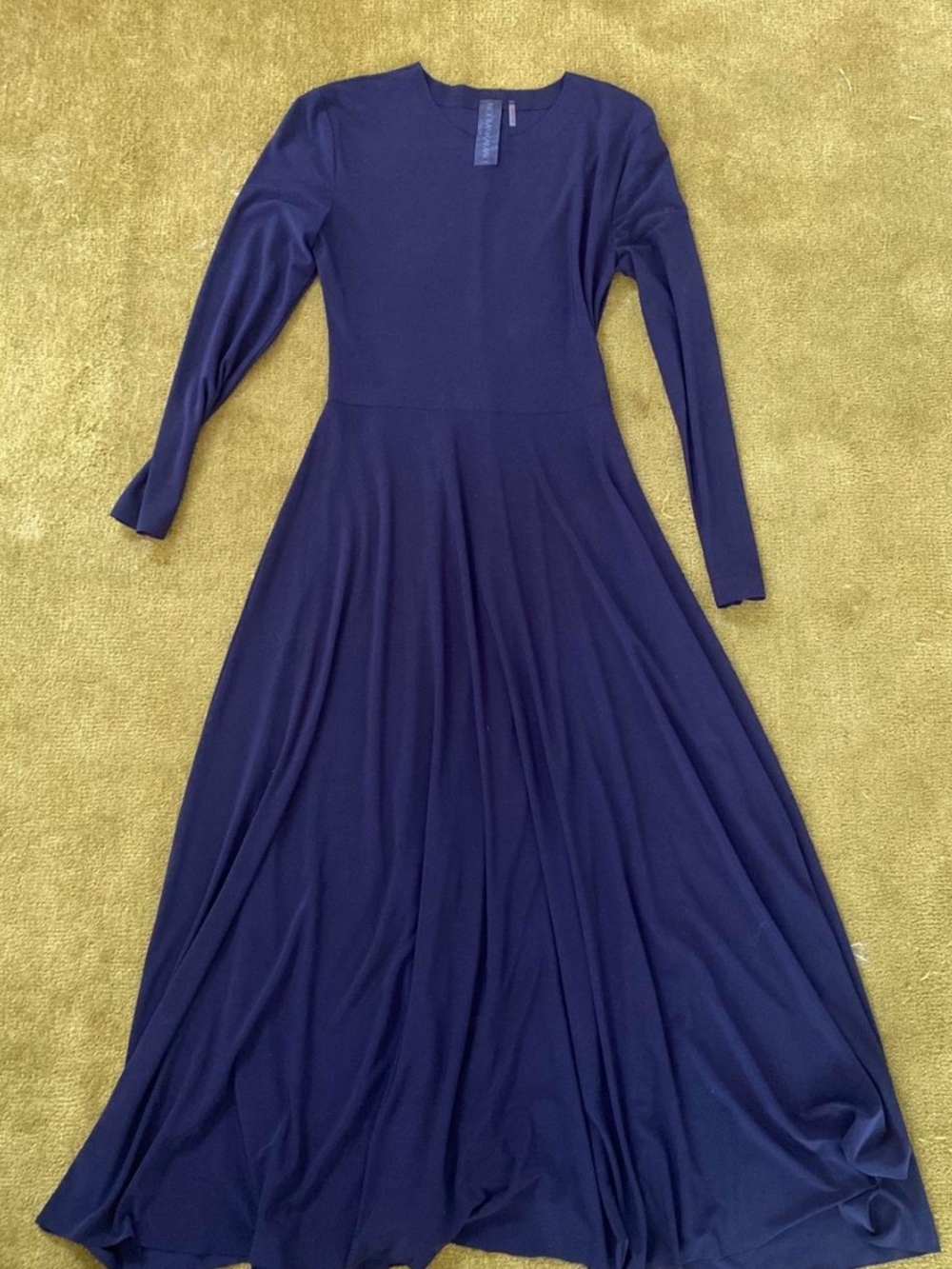 Norma Kamali navy maxi dress with long